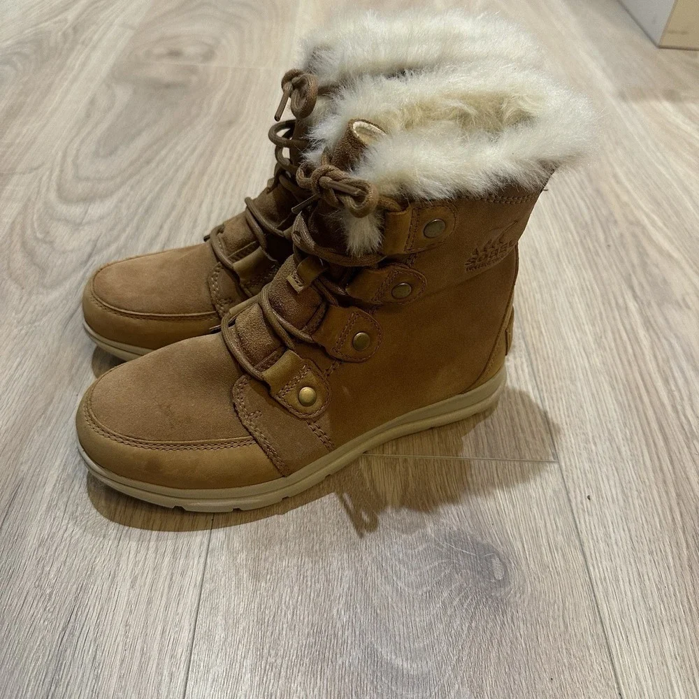 RTLS $160 SOREL EXPLORER WOMENS LEATHER SHERLING WINTER BOOTS‎ SZ 6.5